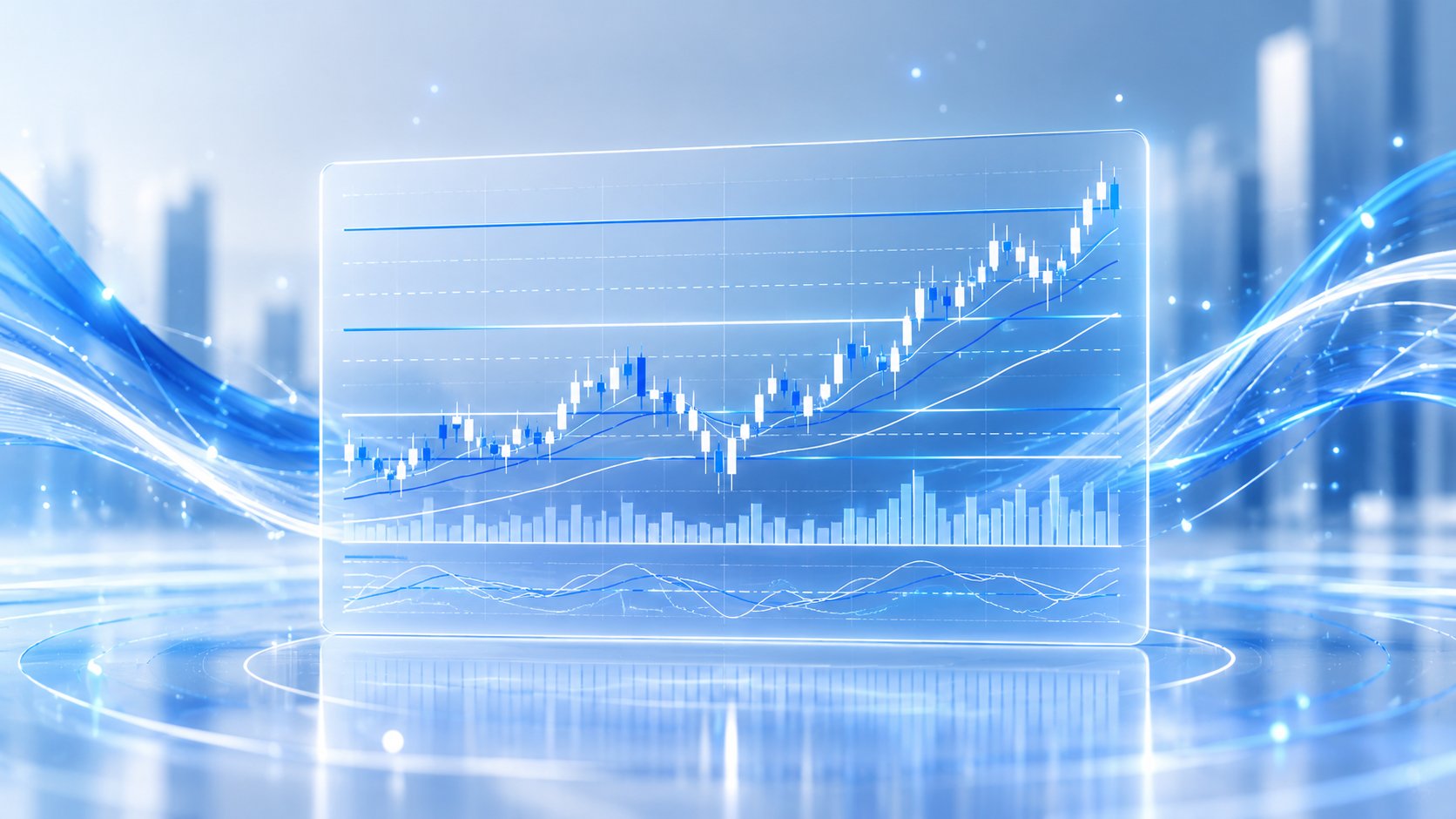 Transparent chart with trend lines support and resistance levels and moving averages